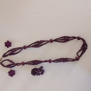 Necklace, brooch, and clip earrings